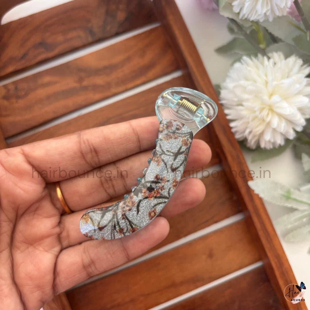Floral Fabric Banana Hair Claw - Medium