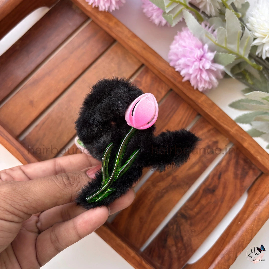 Shiny Tulip Fur Hair Claw – Large