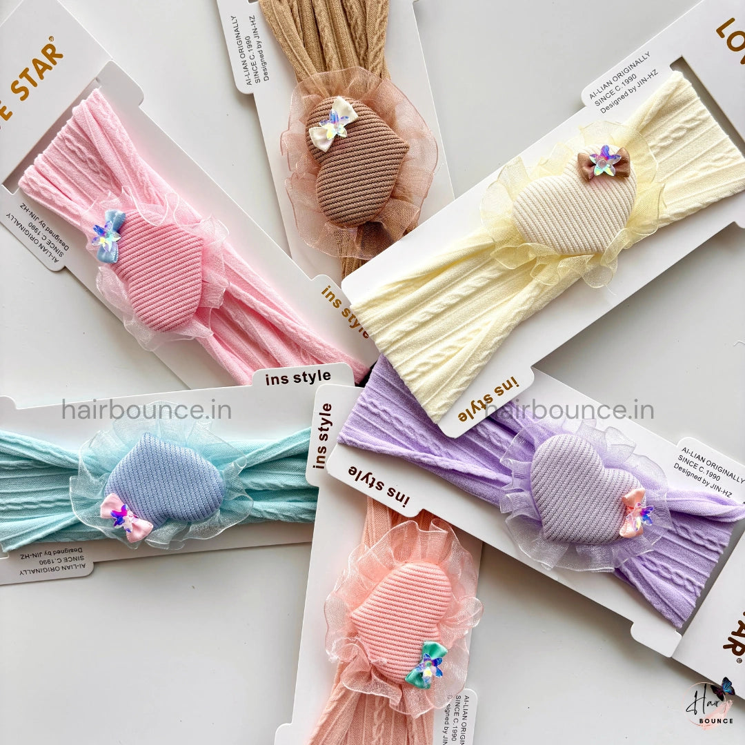 Soft Heart Puff Newborn Baby Headband