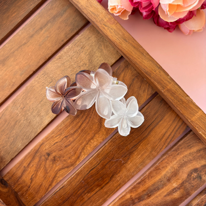 Glassy Lily Triple Flower Hair Claw - Medium