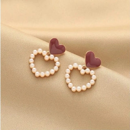 Heart Pearl Earrings