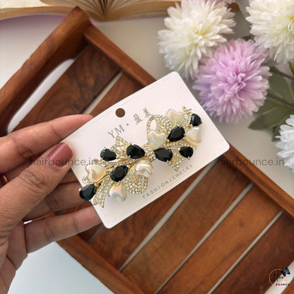 Garden Heart Bloom Crystal Bar Clip