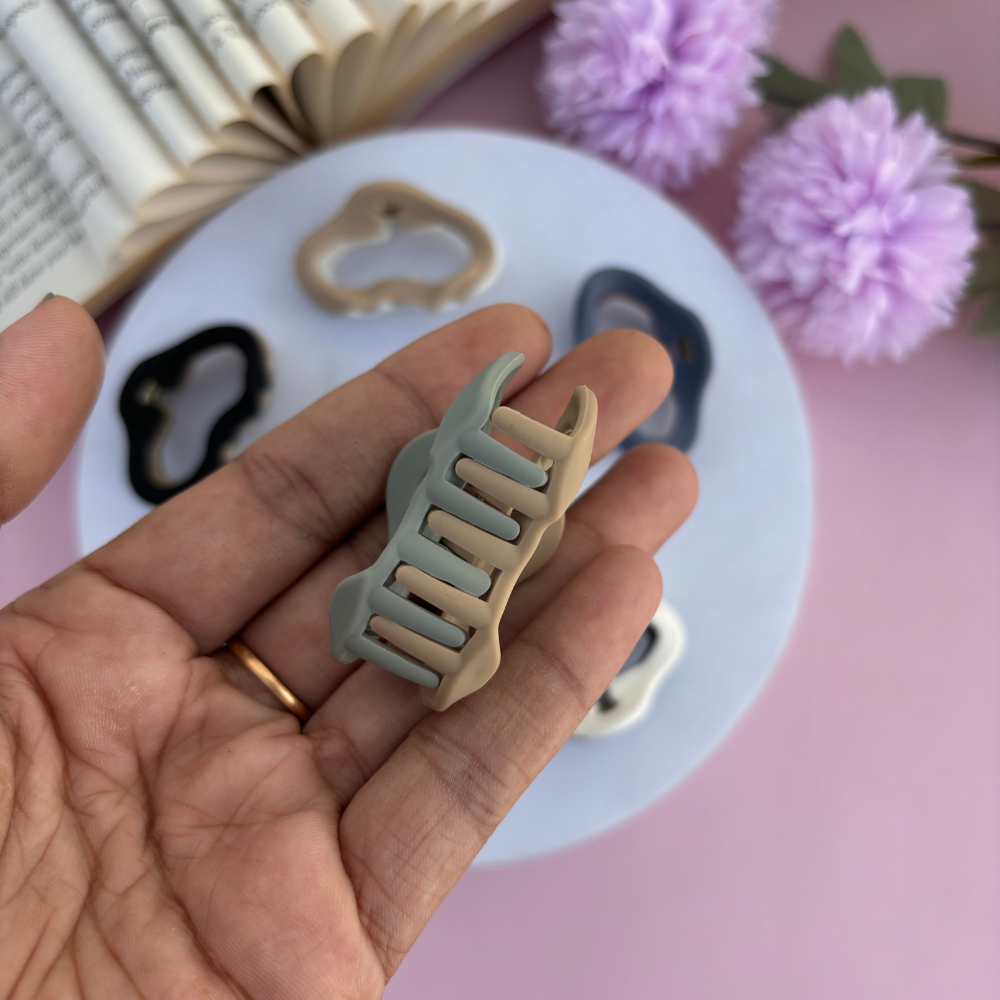 Dual Colour Oval Shape Hair Claw - Small
