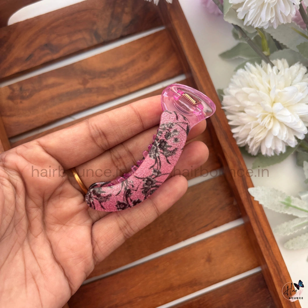 Floral Fabric Banana Hair Claw - Medium