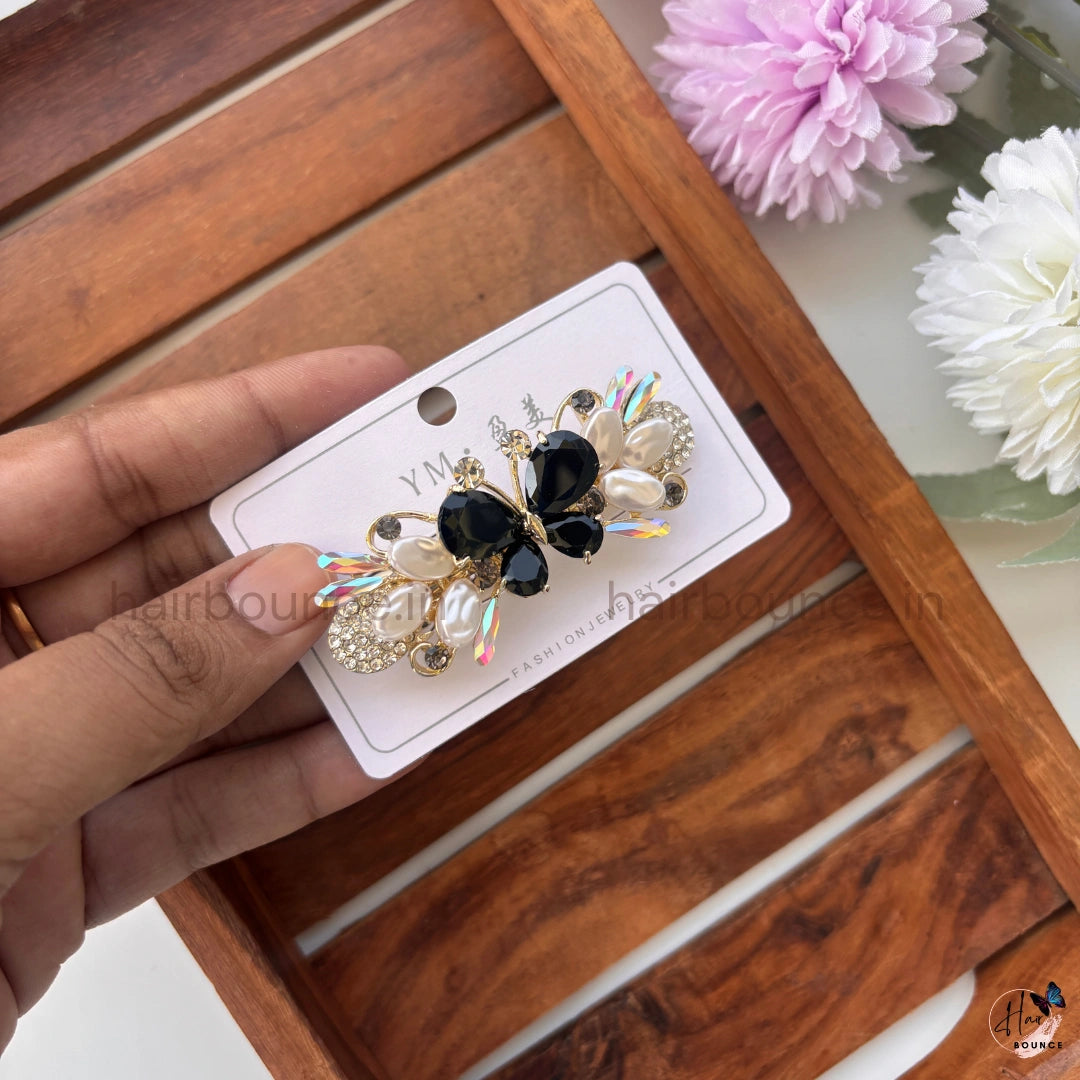 Crystal Butterfly Center Hair Barrette
