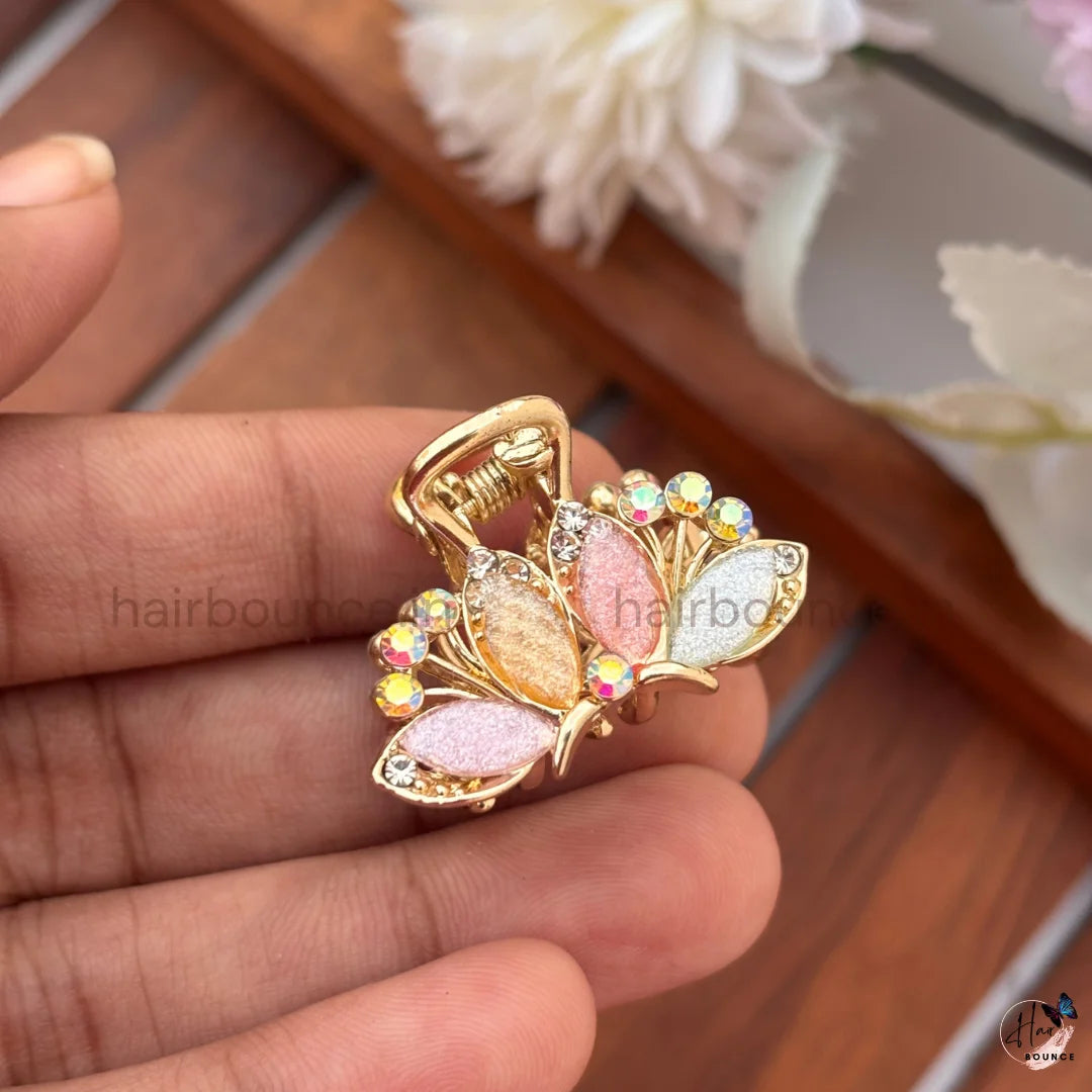 Pastel Crystal Butterfly Mini Hair Claw Clips – Pack of 6
