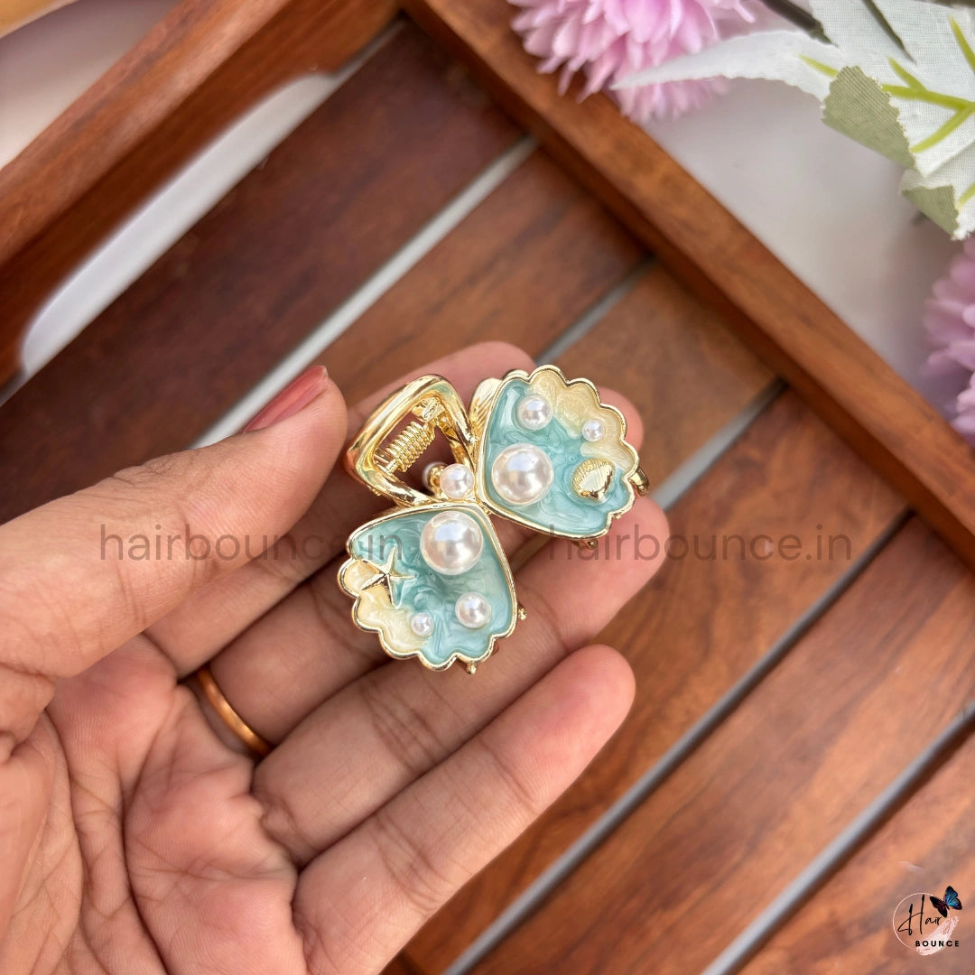 Ocean Pearl Butterfly Hair Claw - Medium