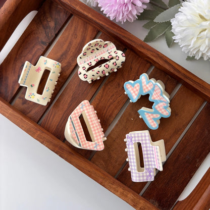 Korean Printed Hair Claw – Medium