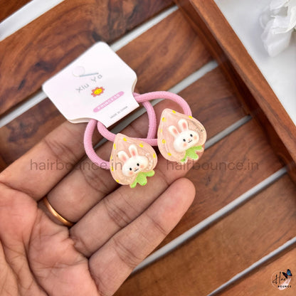 Cute Fruit & Animal Charm Ponytail Rubber Bands for Girls – Pack of 2