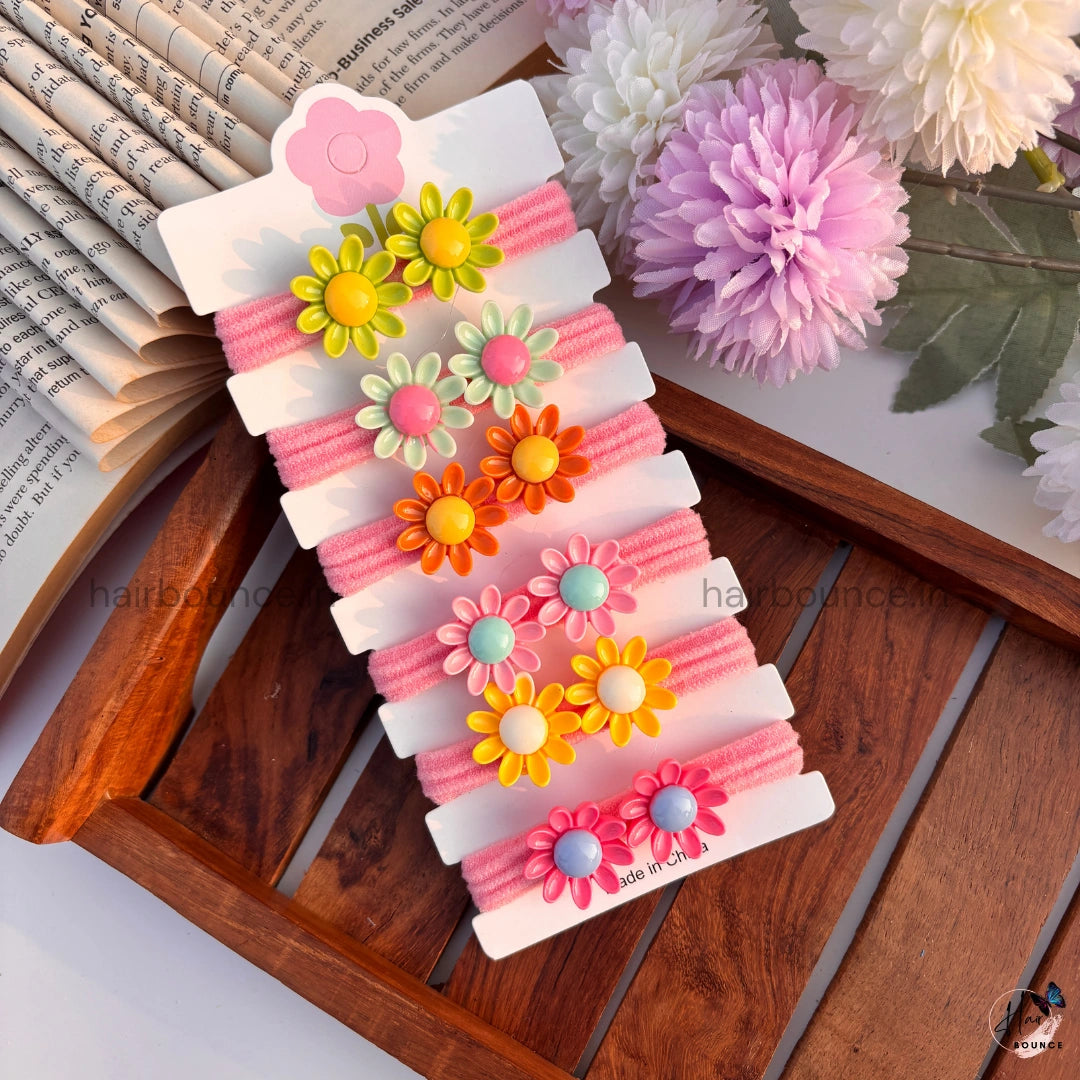 Candy Bloom Floral Hair Bands - Pack of 6