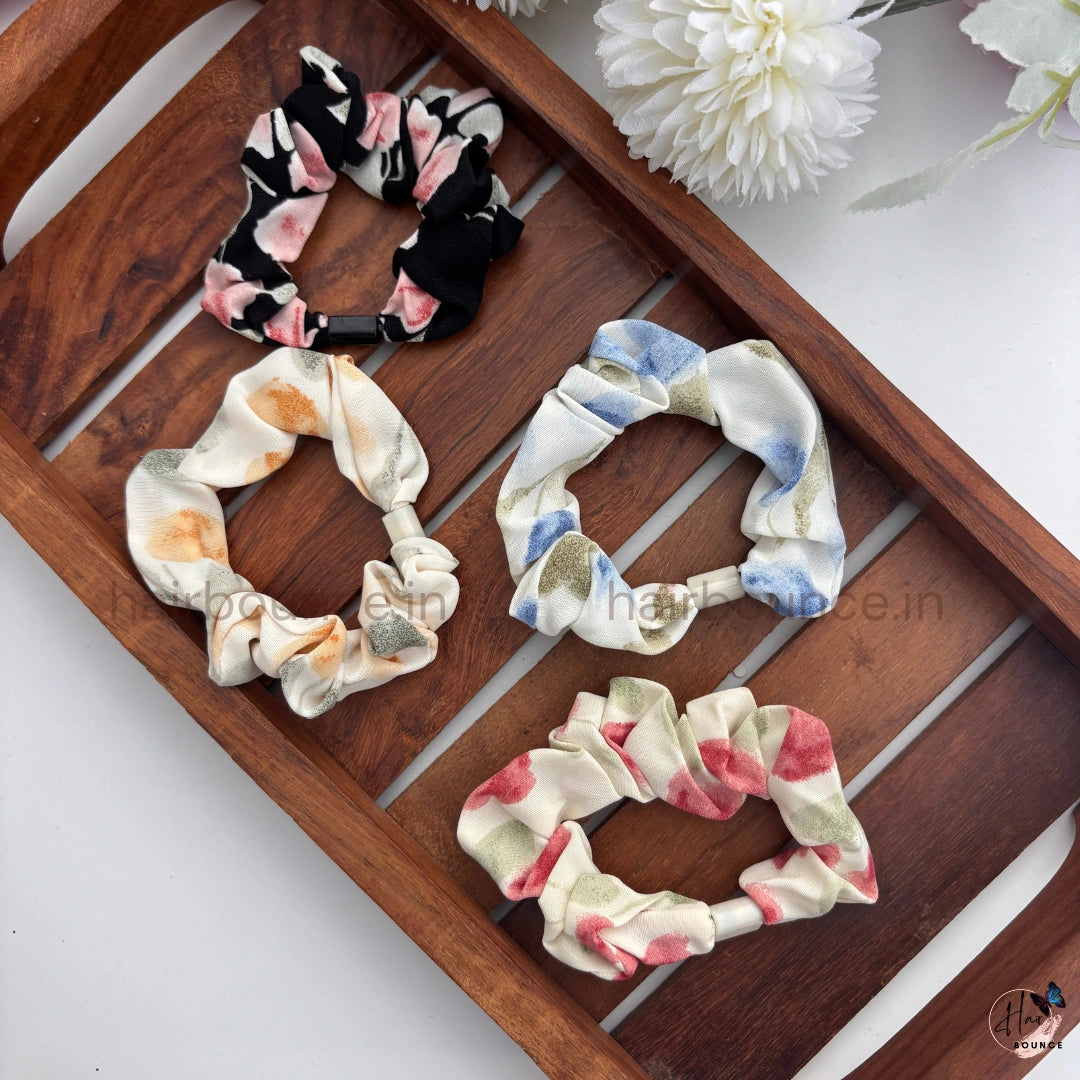 Floral Print Fabric Hair Scrunchies for Women & Girls