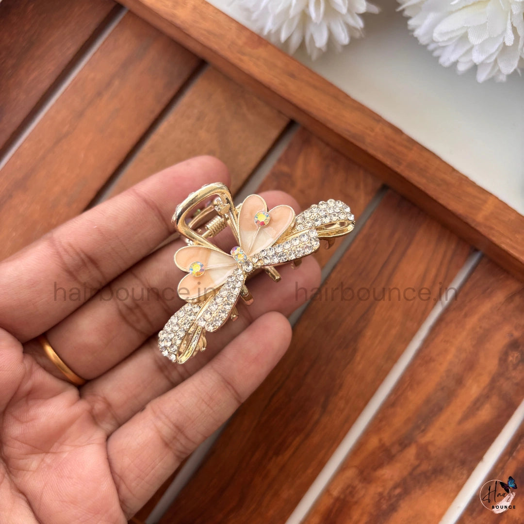 Crystal Petal Butterfly Hair Claw – Medium