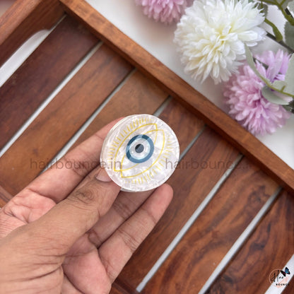 Evil Eye Marble Round Hair Claw – Medium