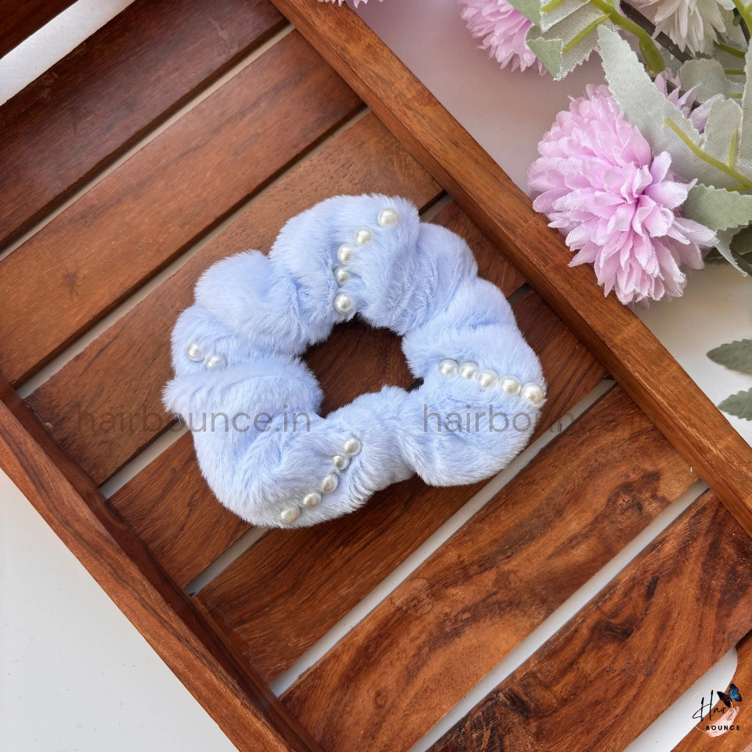 Luxury Pearl Fur Scrunchie
