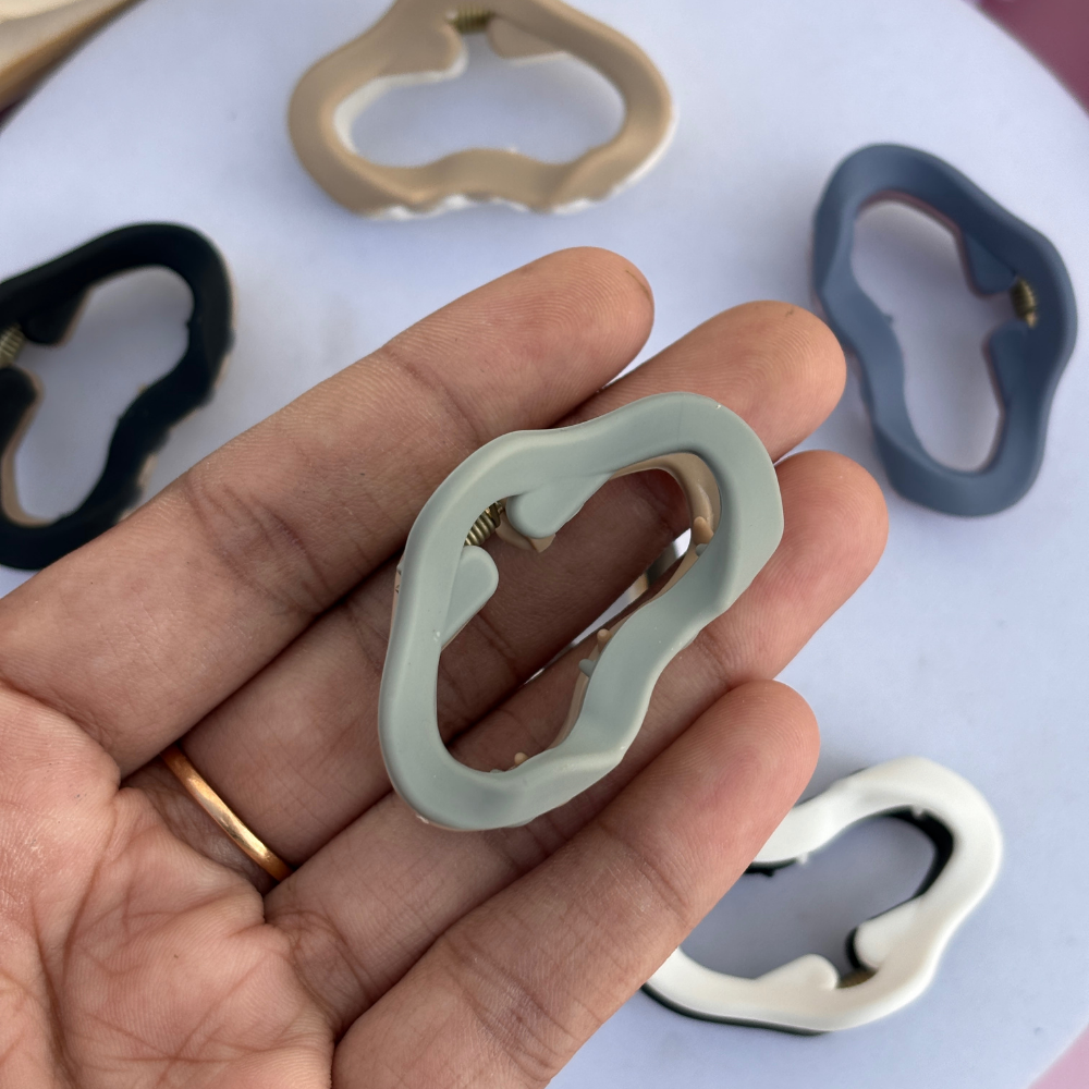 Dual Colour Oval Shape Hair Claw - Small