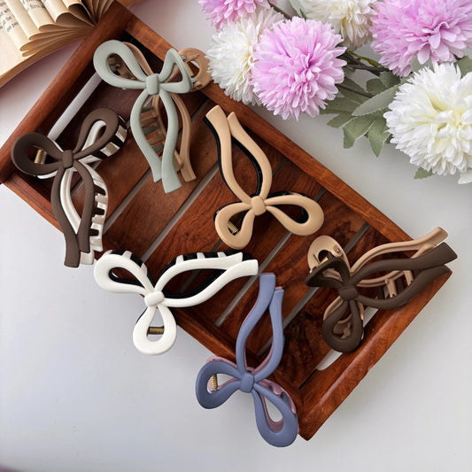 Dual Colour Ribbon Bow Hair Claw - Large