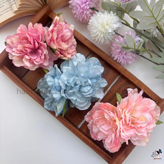 Elegant Twin Peony Curved Clip - Large