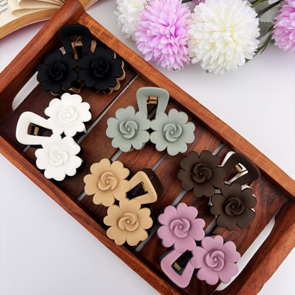 Dual Colour Rose Bloom Hair Claw - Large