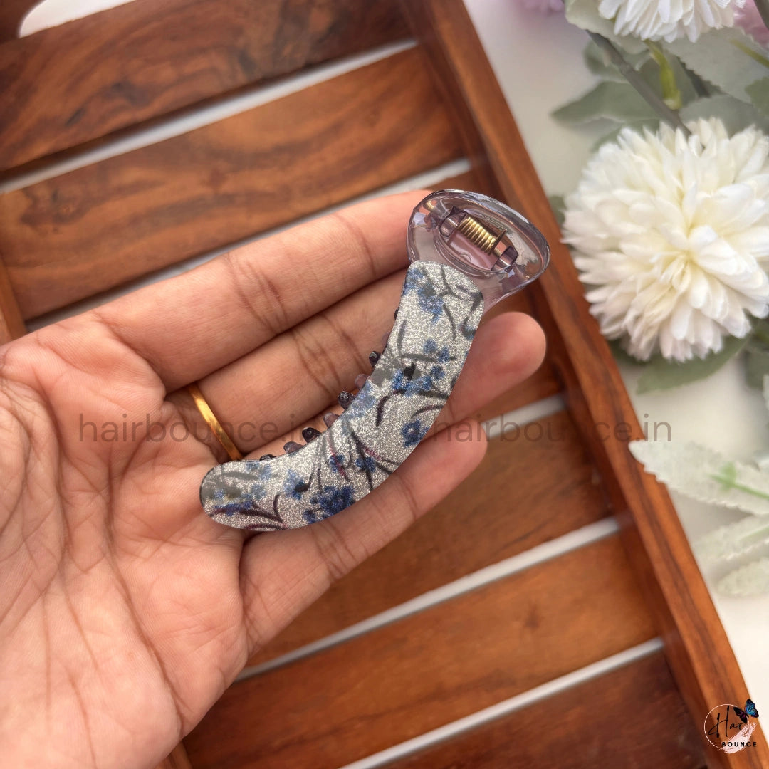 Floral Fabric Banana Hair Claw - Medium
