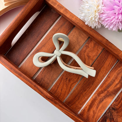 Dual Colour Ribbon Bow Hair Claw - Large