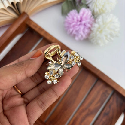 Premium Metal  Butterfly Flower Hair Claw - Medium