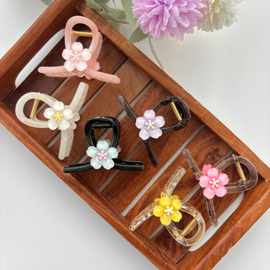 Colourful Loop Flower Hair Claw - Large
