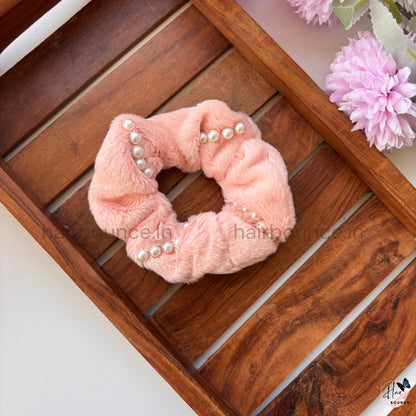 Luxury Pearl Fur Scrunchie