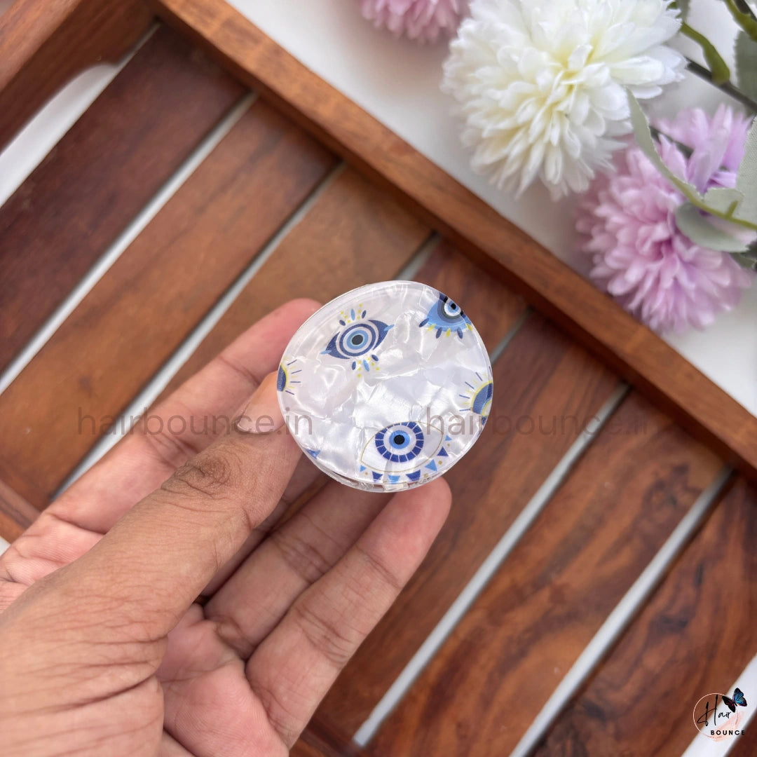 Evil Eye Marble Round Hair Claw – Medium