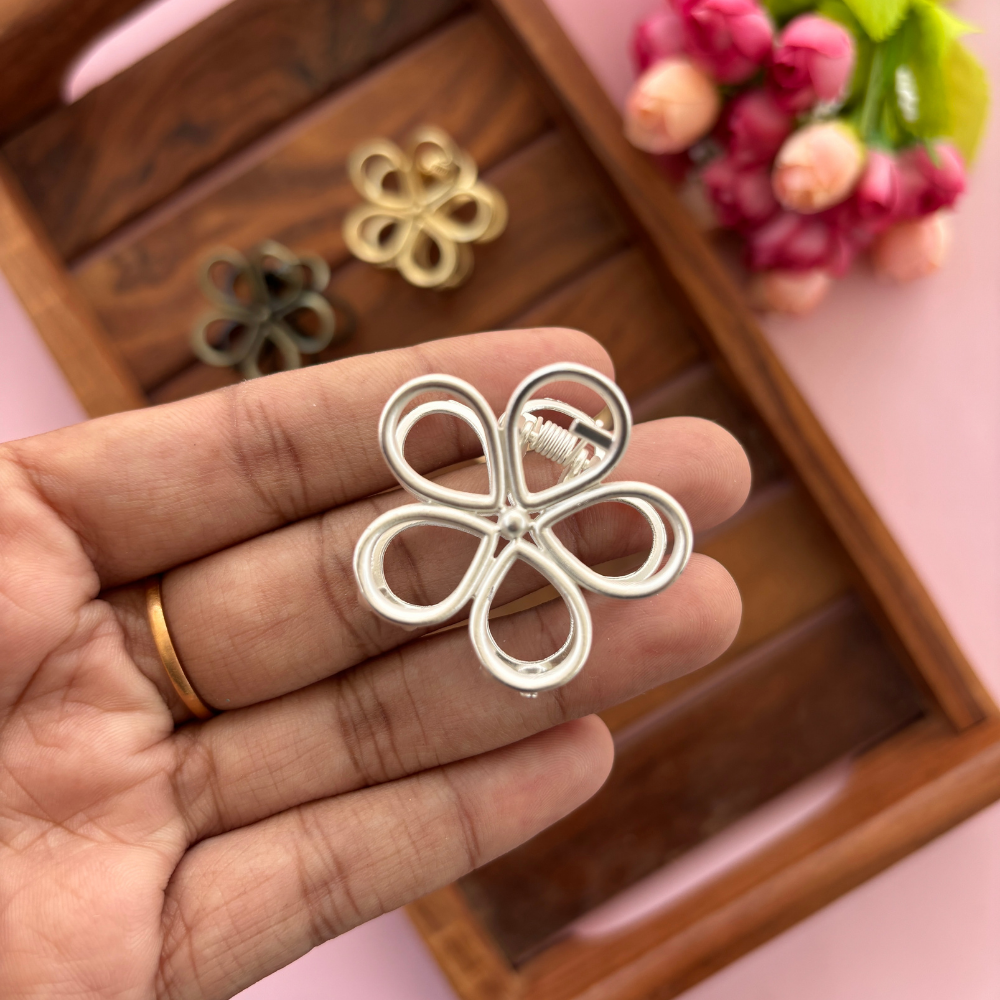 Flower Metal Hair Claw - Medium