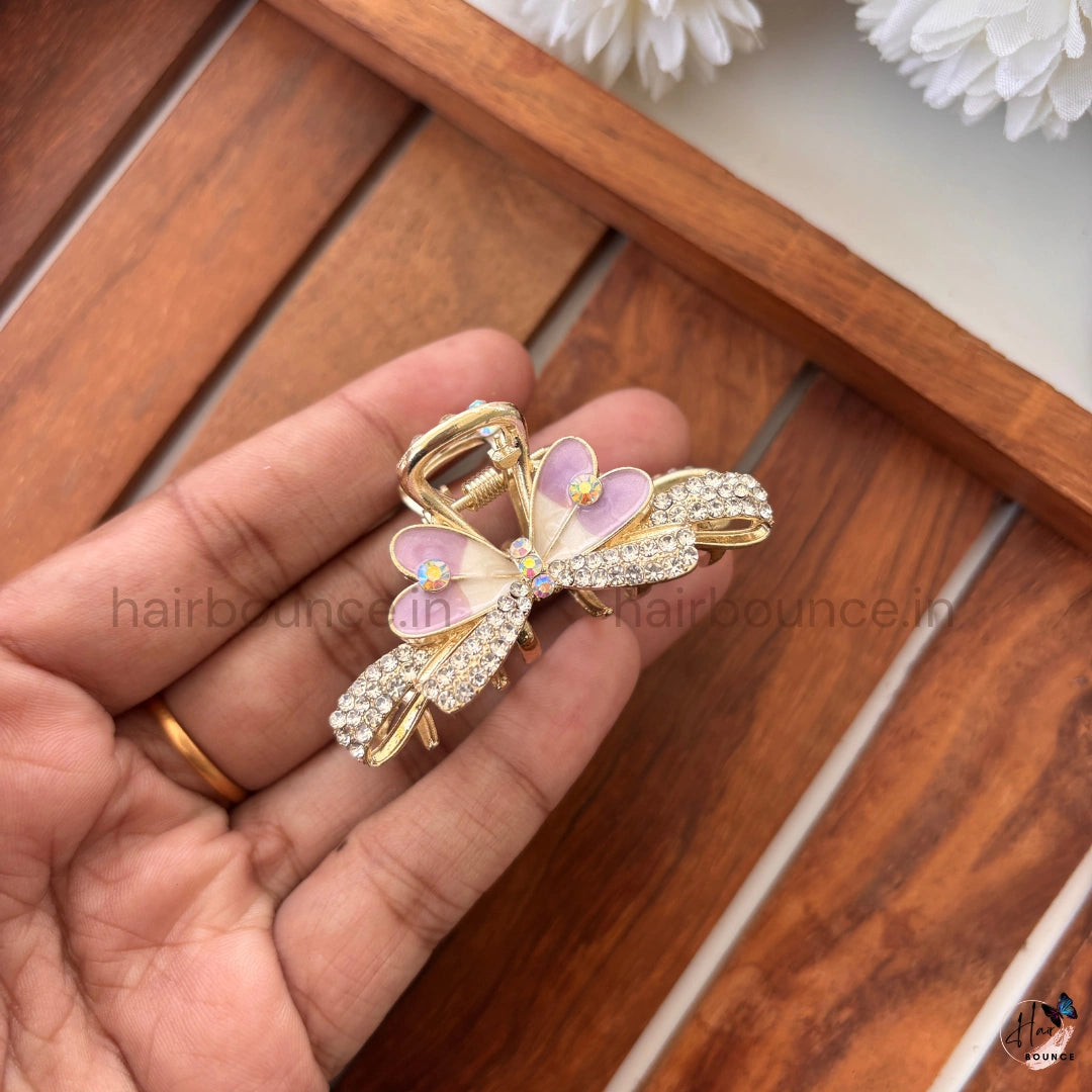 Crystal Petal Butterfly Hair Claw – Medium
