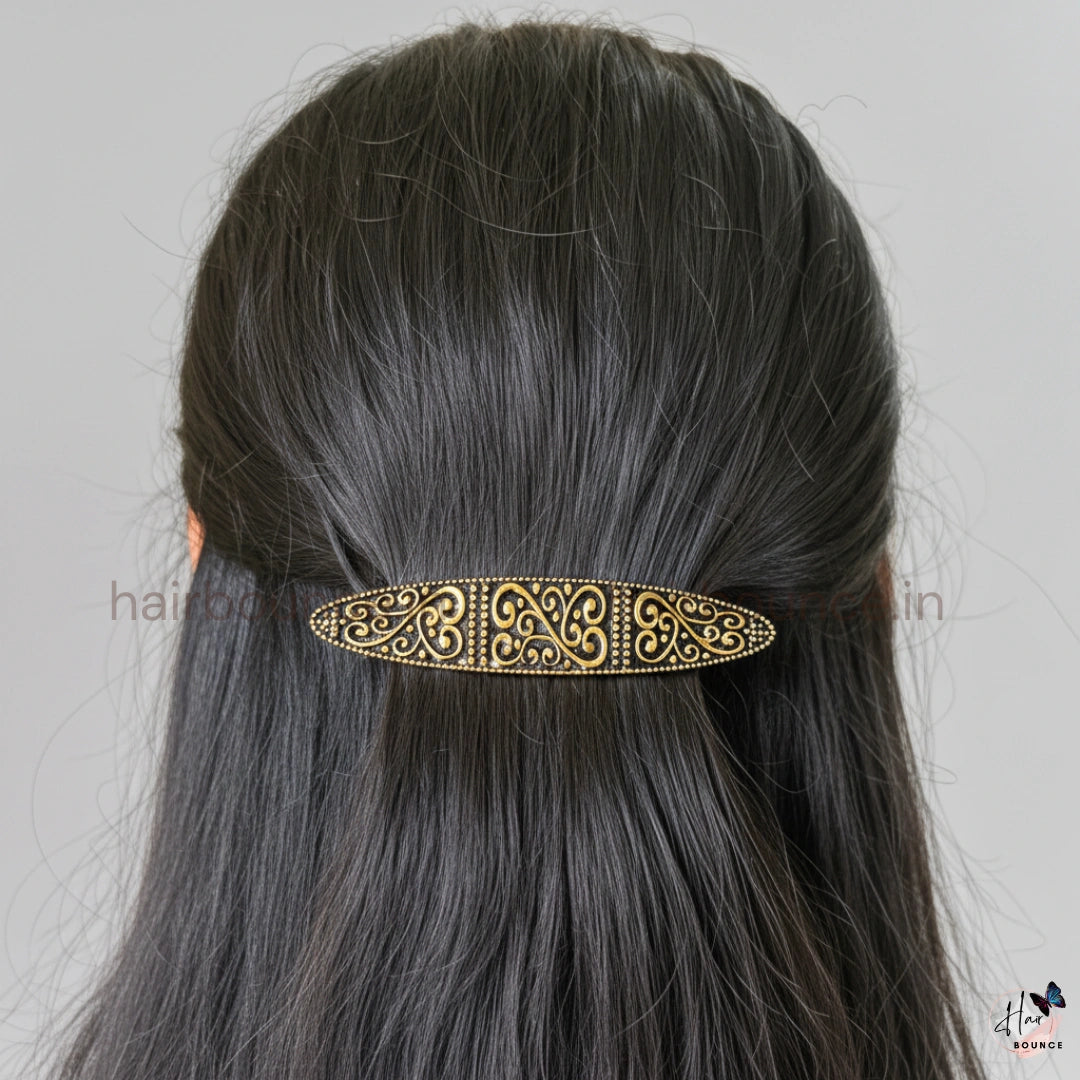 Heritage Scroll Antique Metallic Barrette