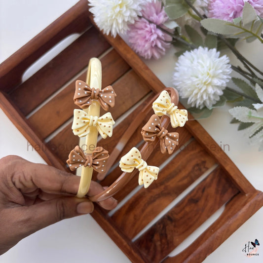 Polka Bow Hairband – Neutral Collection