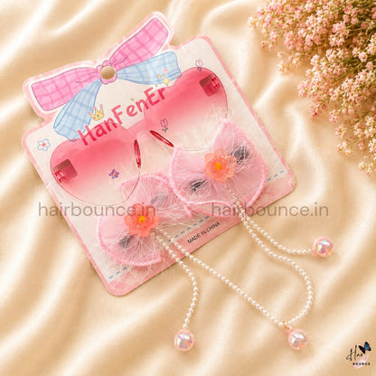 Princess Kids Sunglasses & Bow Hair Clip Gift Set - Sunglasses with Matching Hair Bows