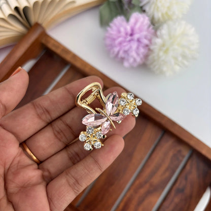 Premium Metal  Butterfly Flower Hair Claw - Medium