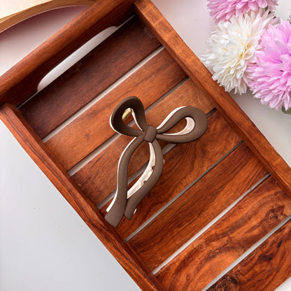 Dual Colour Ribbon Bow Hair Claw - Large