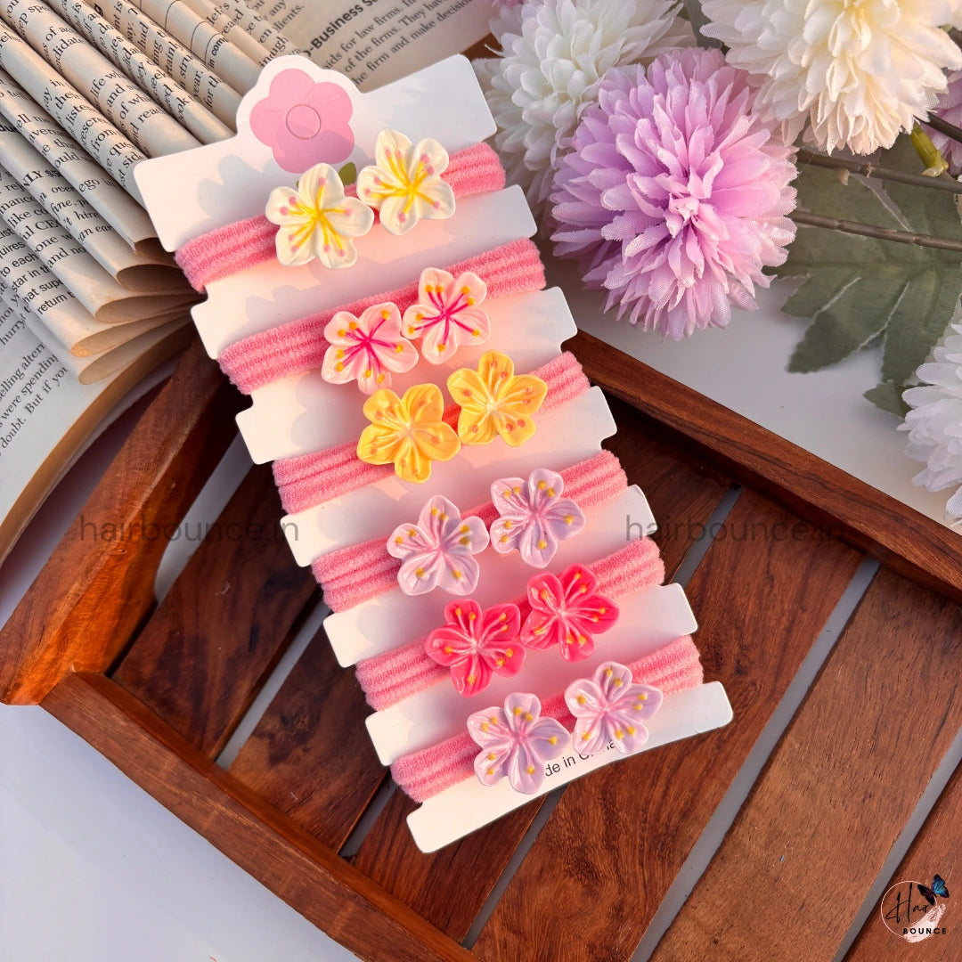 Candy Bloom Floral Hair Bands - Pack of 6