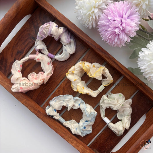 Polka Lace Sheer Scrunchie