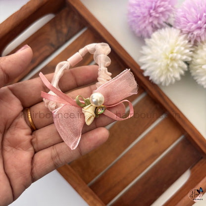 Pearl Charm Ribbon Organza Scrunchie