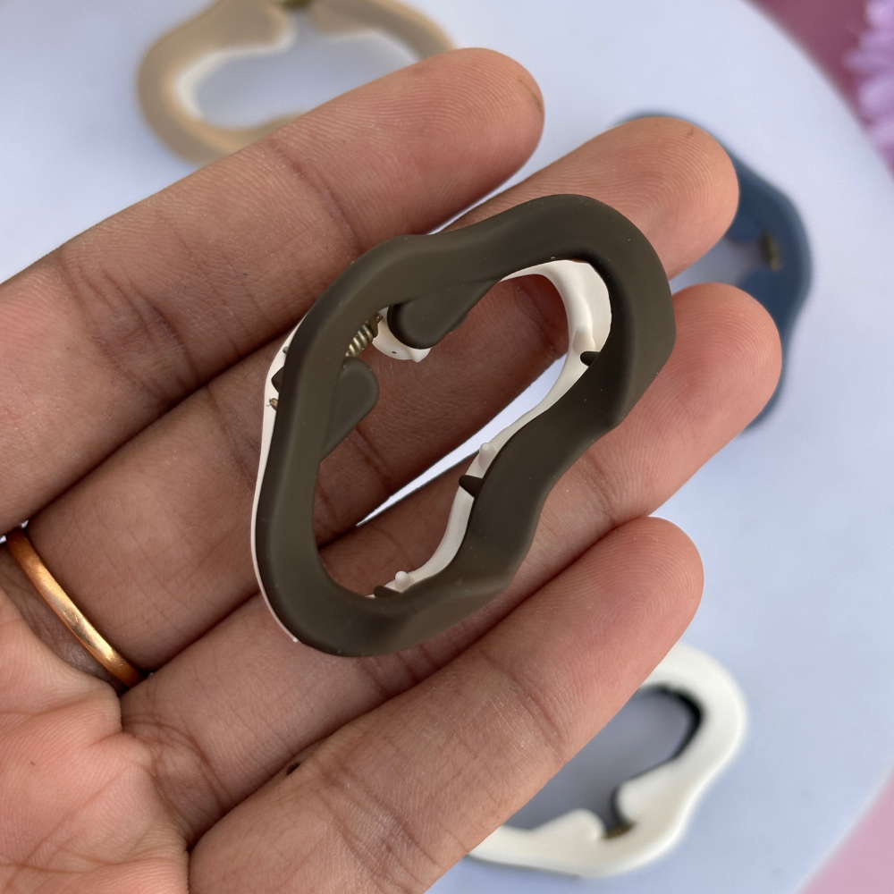 Dual Colour Oval Shape Hair Claw - Small