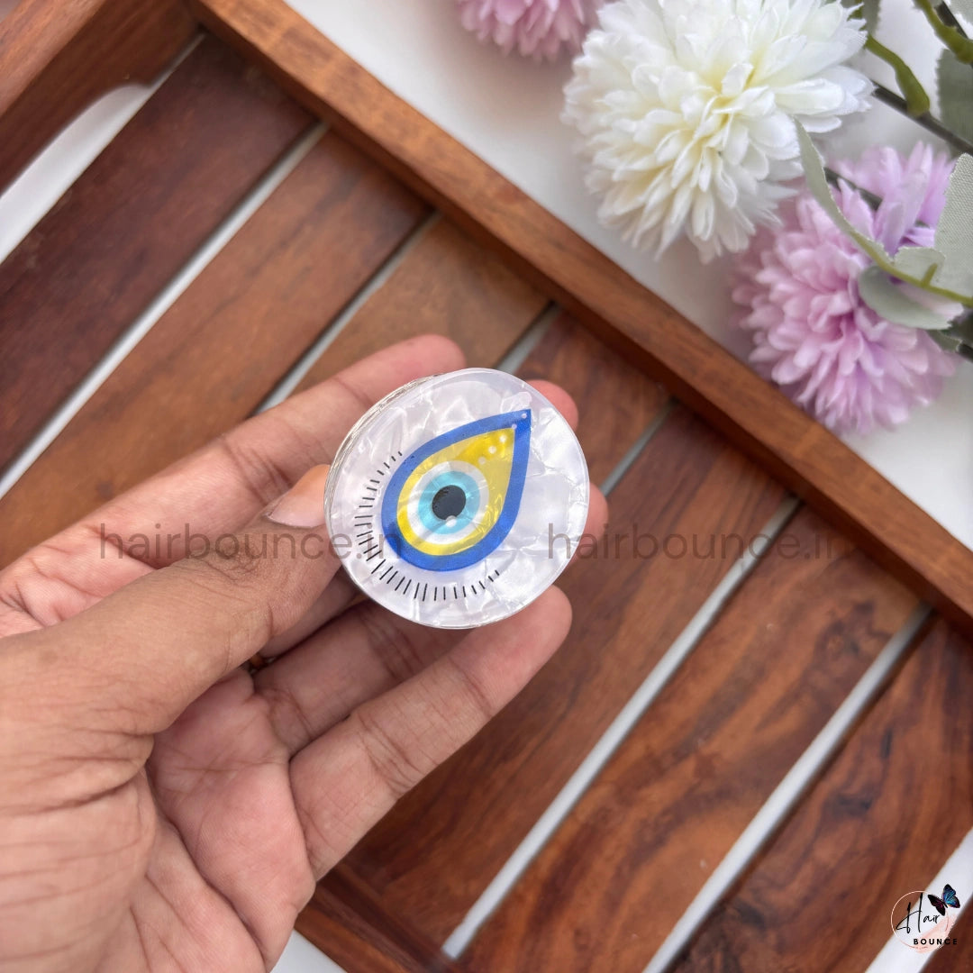 Evil Eye Marble Round Hair Claw – Medium