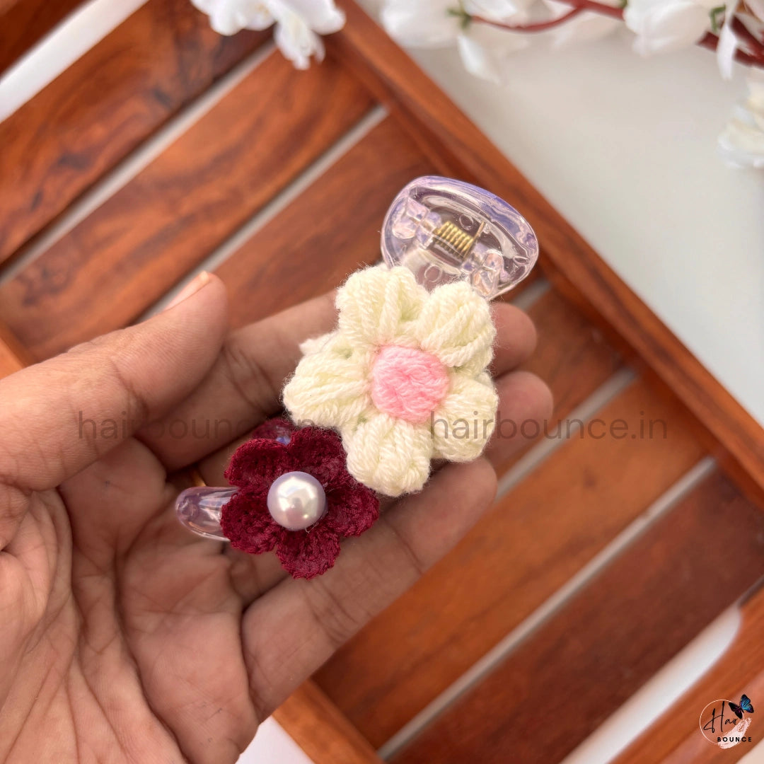 Handmade Crochet Bloom Banana Clip – Medium
