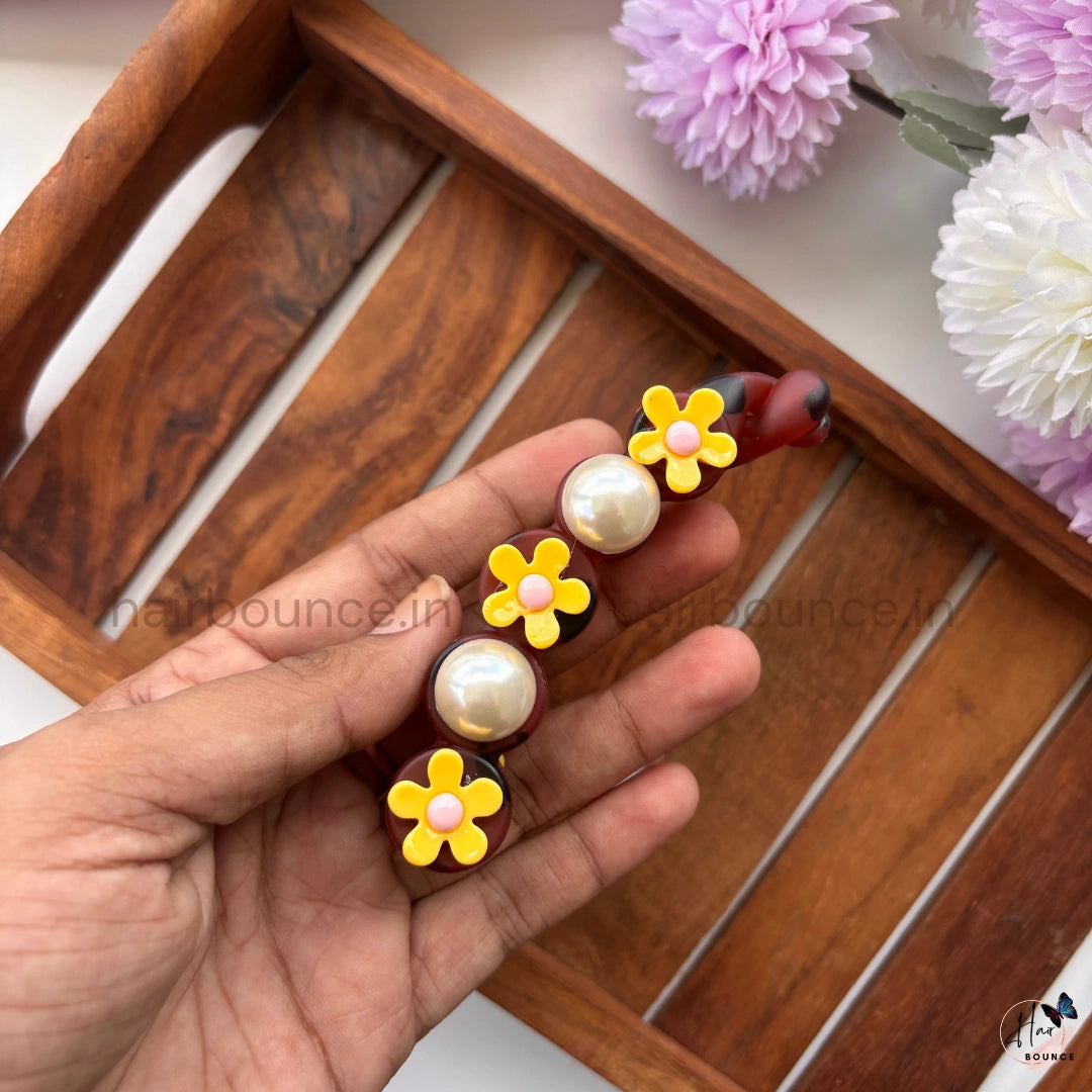 Pearl Blossom Banana Hair Clip – Large