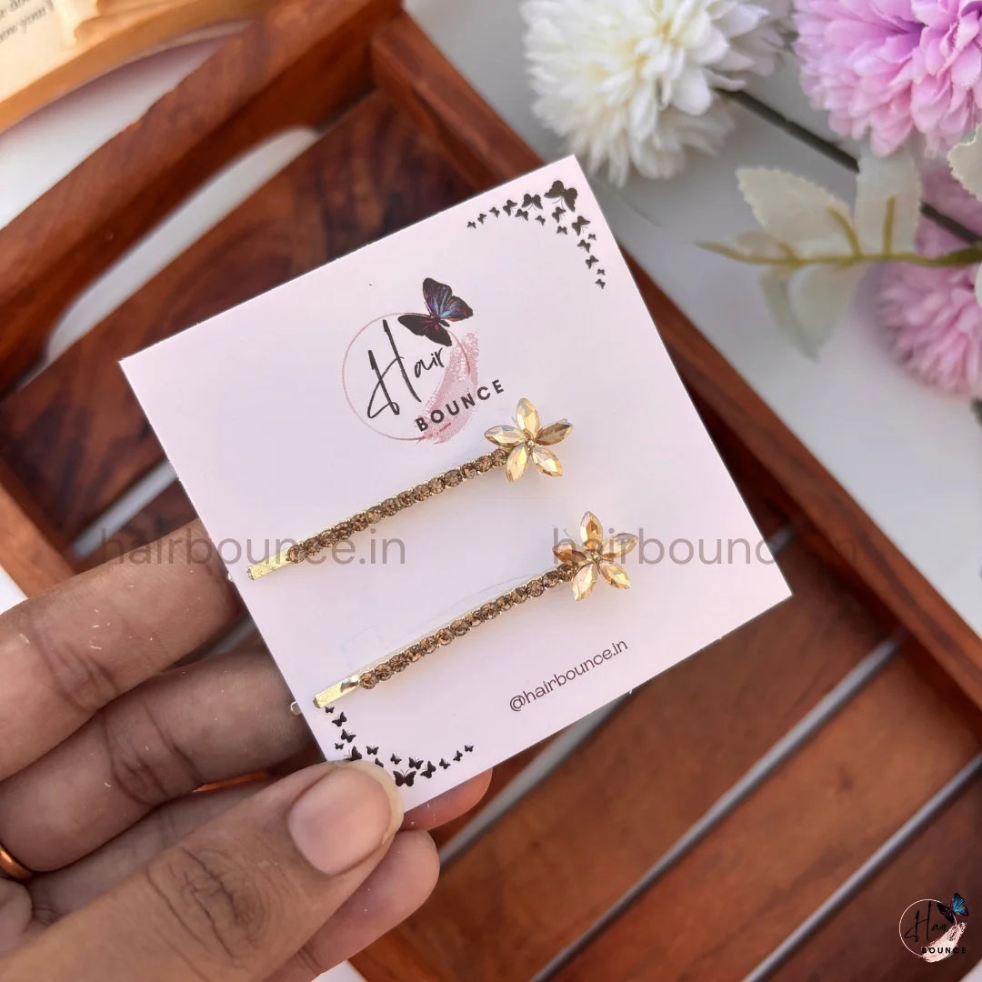 Elegant Crystal Floral Hair Pins – Pack of 2
