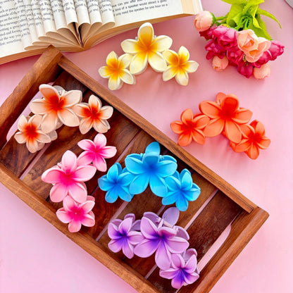 Lilly Matte Finish Triple Flower Hair Claw - Large