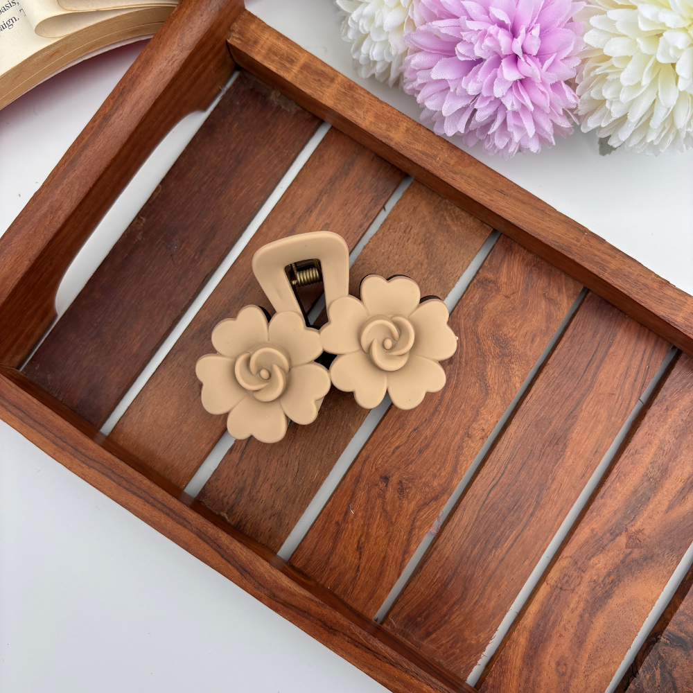 Dual Colour Rose Bloom Hair Claw - Large
