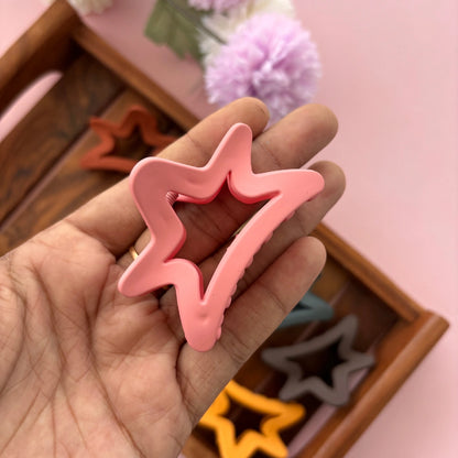 Matte Finish Star Shape Hair Claw - Medium