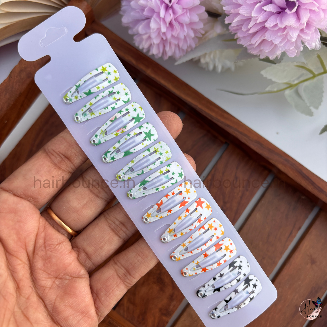 Cosmic Pop Printed Tic Tac Hair Clips – Pack of 12