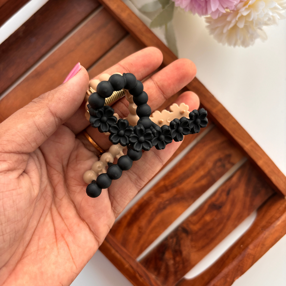 Dual Colour Flower Bubble Loop Hair Claw - Medium