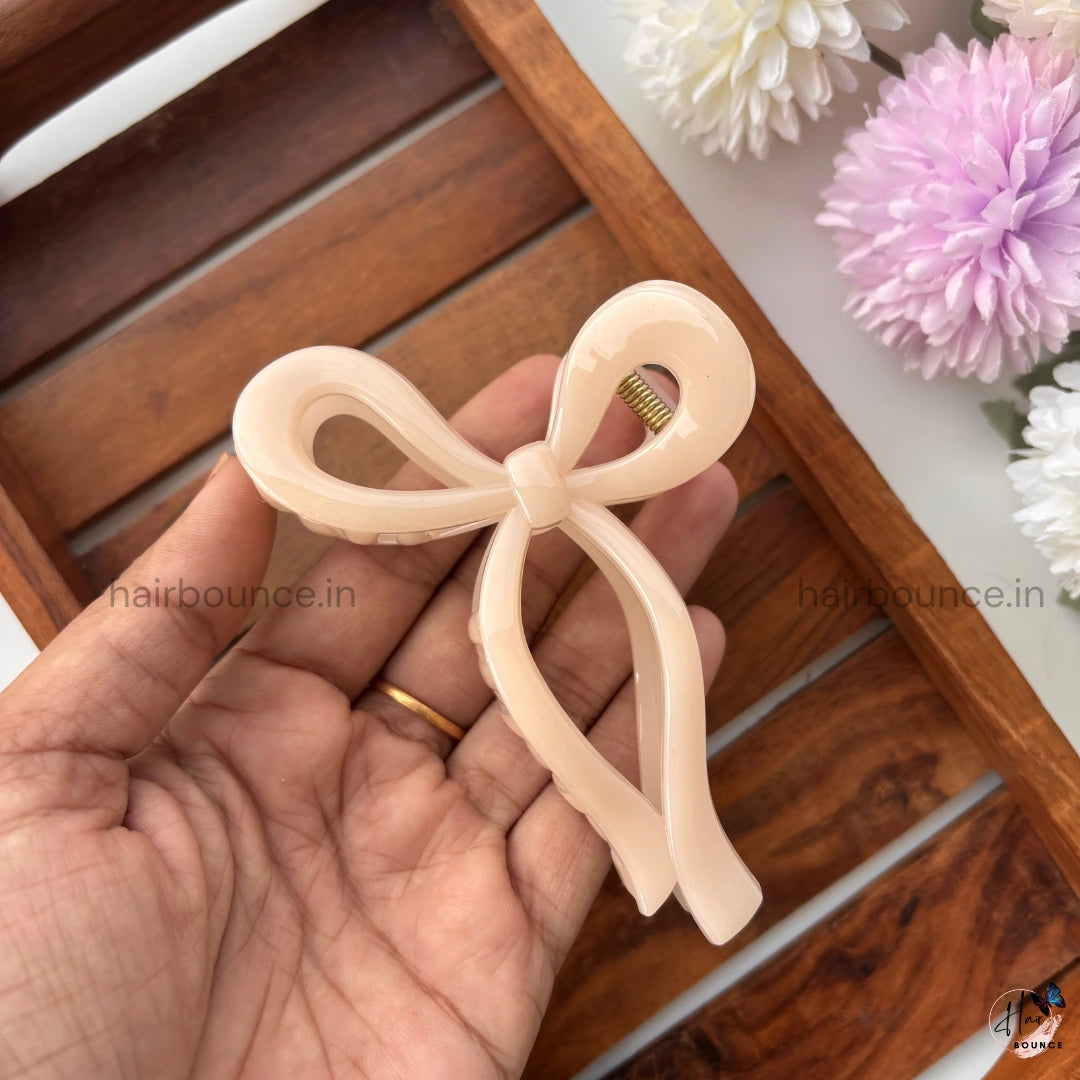 Pastel Elegance Bow Hair Claw - Premium Acrylic Large