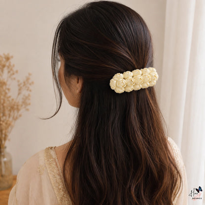 Ivory Rose Floral Center Clip